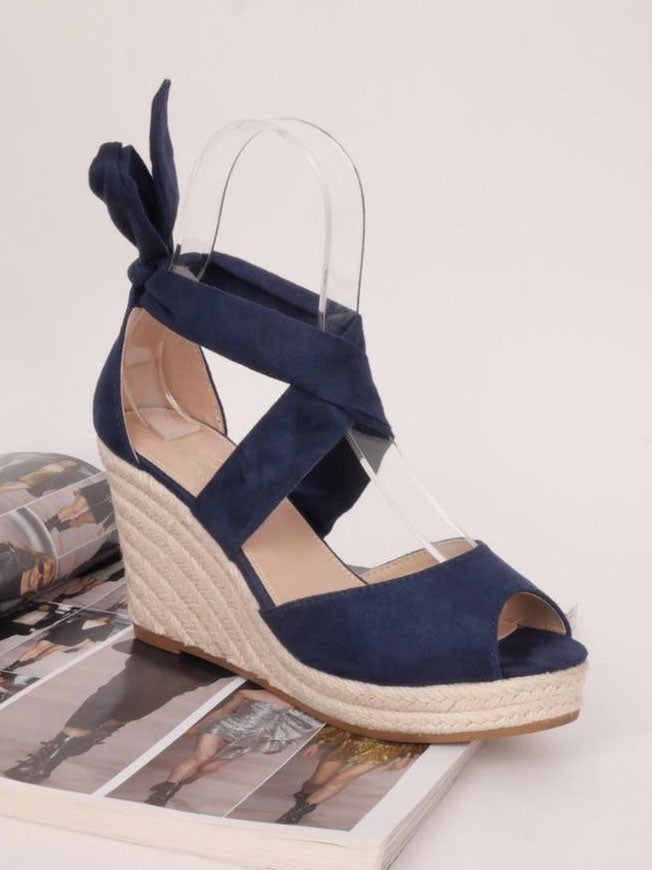 Malucca - Espadrillos med hæl og bindebånd